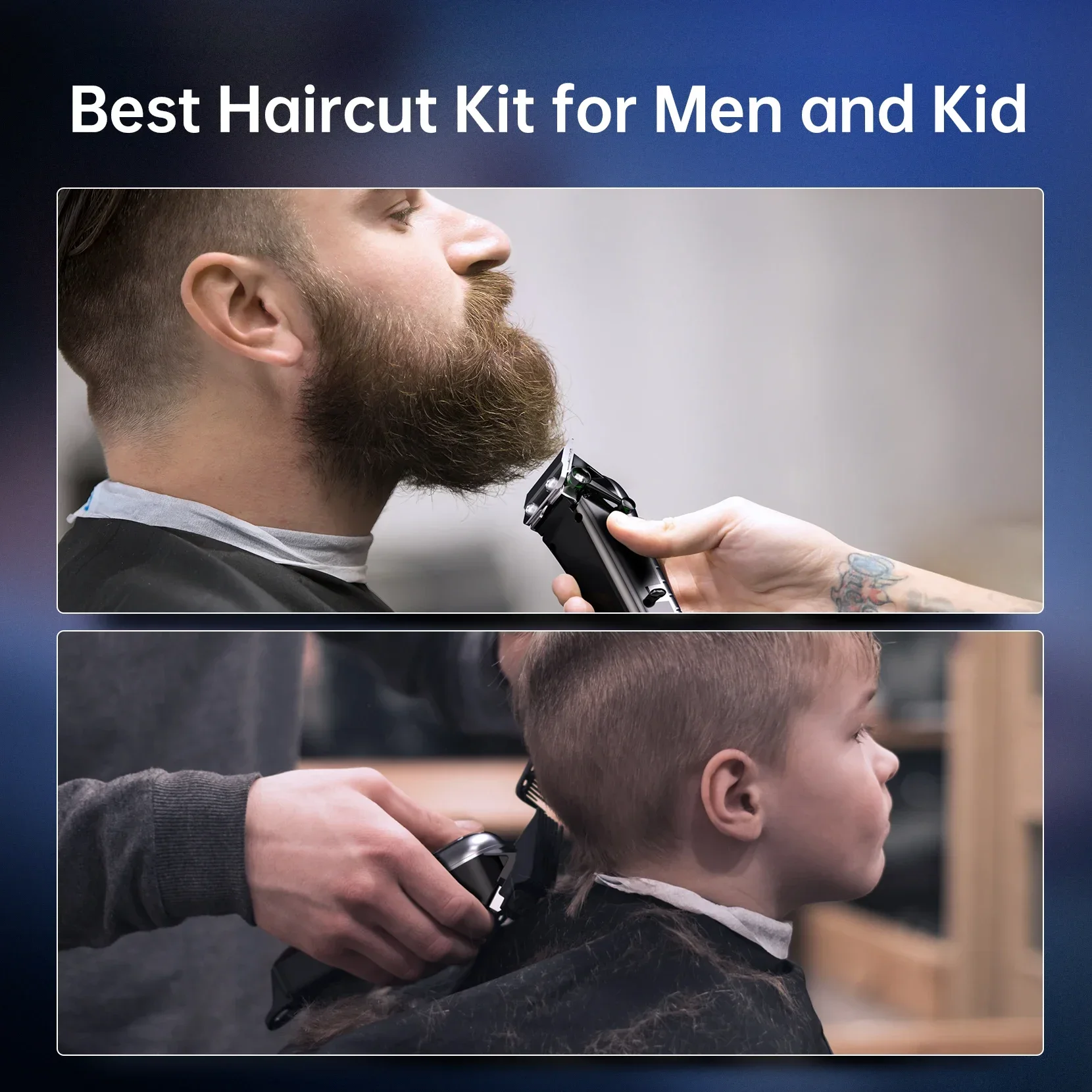 Cordless Hair Clippers for Men  Professional Hair Cutting Kit with 10 Combs, Rechargeable Barber Clippers Beard/Hair Trimmer 5