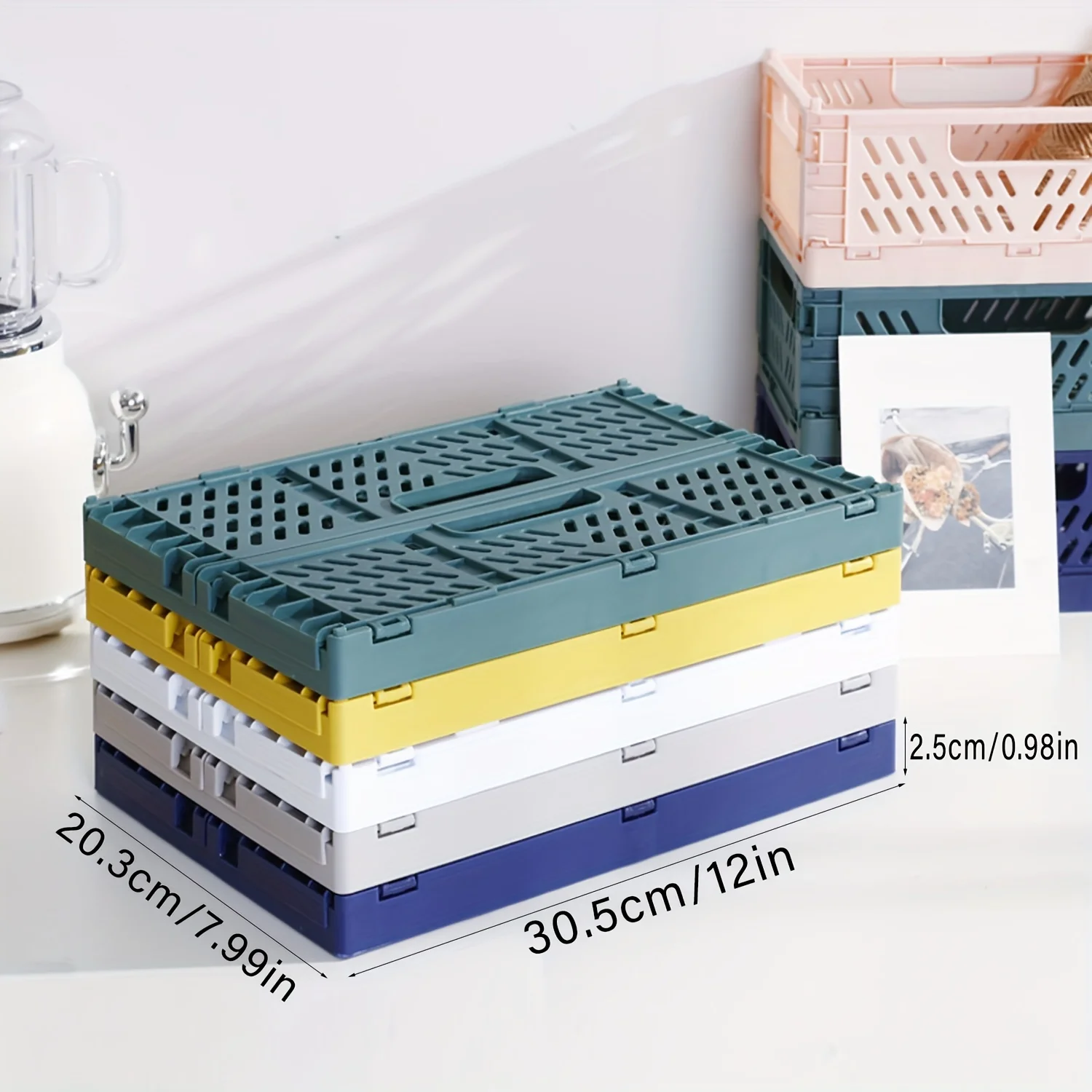 Ventilated foldable crate showcasing drainage holes