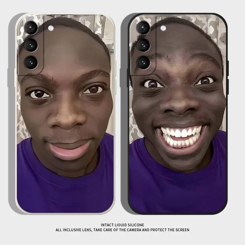 

Spoof Black Guy Phone Case for Sansung Galaxy S23 S22 S21 Note 20 Ultra INS Funny Expression Liquid Silicone Phone Cover