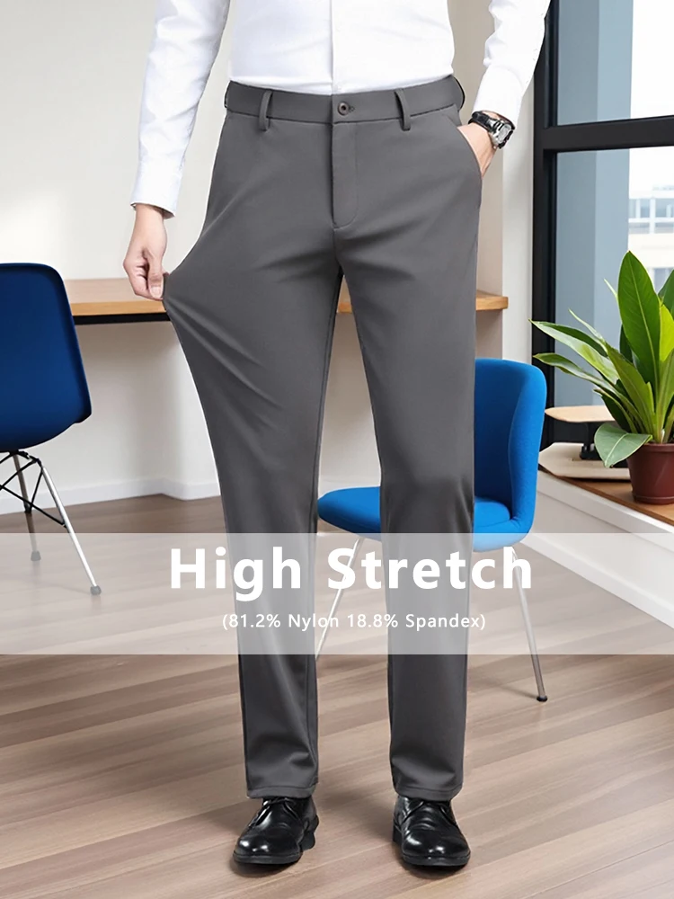 Pantaloni casual da uomo nuovi autunno 2025 Business Office Pendolari Pantaloni slim fit ad alta elasticità Pantaloni eleganti antirughe da festa 4