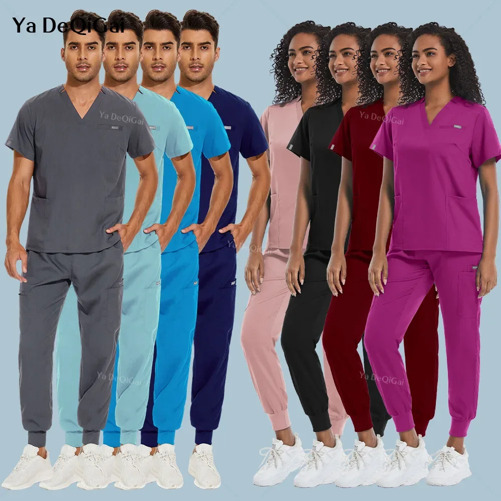 

Hospital Doctor Nursing Uniform Scrub Set Women Men Casual Jogger Suits Nurse Pharmacy Clothes Medical Uniform Clinical Workwear