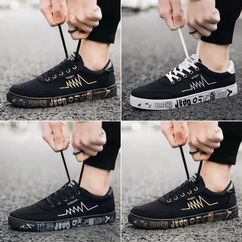 

Graffiti Canvas Shoes for Men Comfortable Flat Casual Shoes 2024Fashion Outdoor Walking Sneakers Youth Student Sports Shoes Man