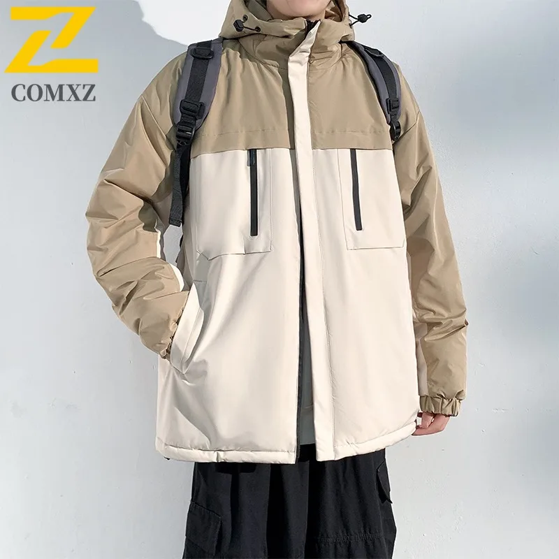 COMXZ Wear Resistant Outerwear Waterproof Windproof High Quality Climbing Travel Men Coat Camping Breathable Multi-Pocket Hooded