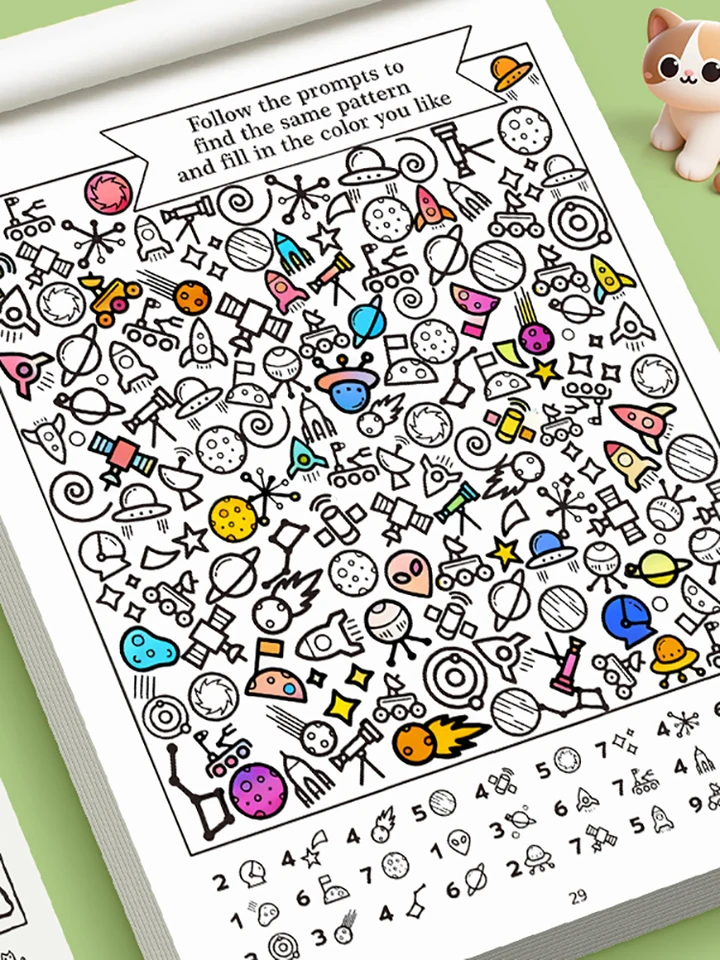 Encuentra, cuenta: un divertido libro de rompecabezas visuales para niños. Encuentra objetos ocultos, cuenta cuántos ves y coloréalos para resaltarlos._voghion.com