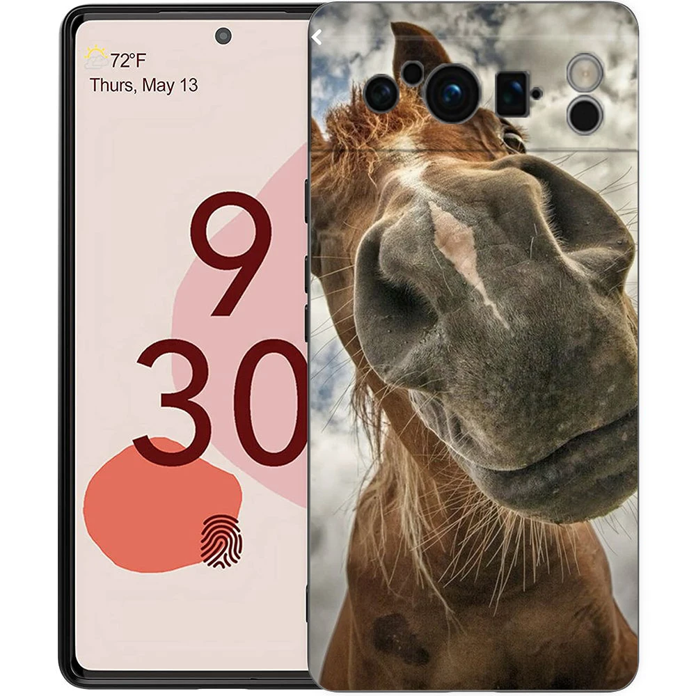 Elegant Horse Design Shockproof TPU Phone Case - Black Cover s