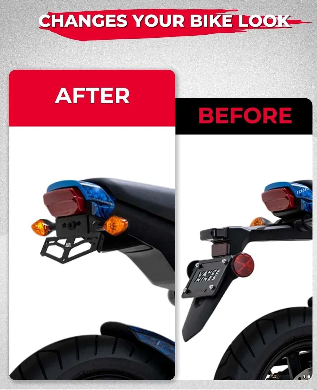 혼다 그롬 MSX125 2022 2023 번호판 거치대 케미모토 펜더 제거 키트, OEM 방향 지시등 구멍이 있는 깔끔한 테일 브래킷