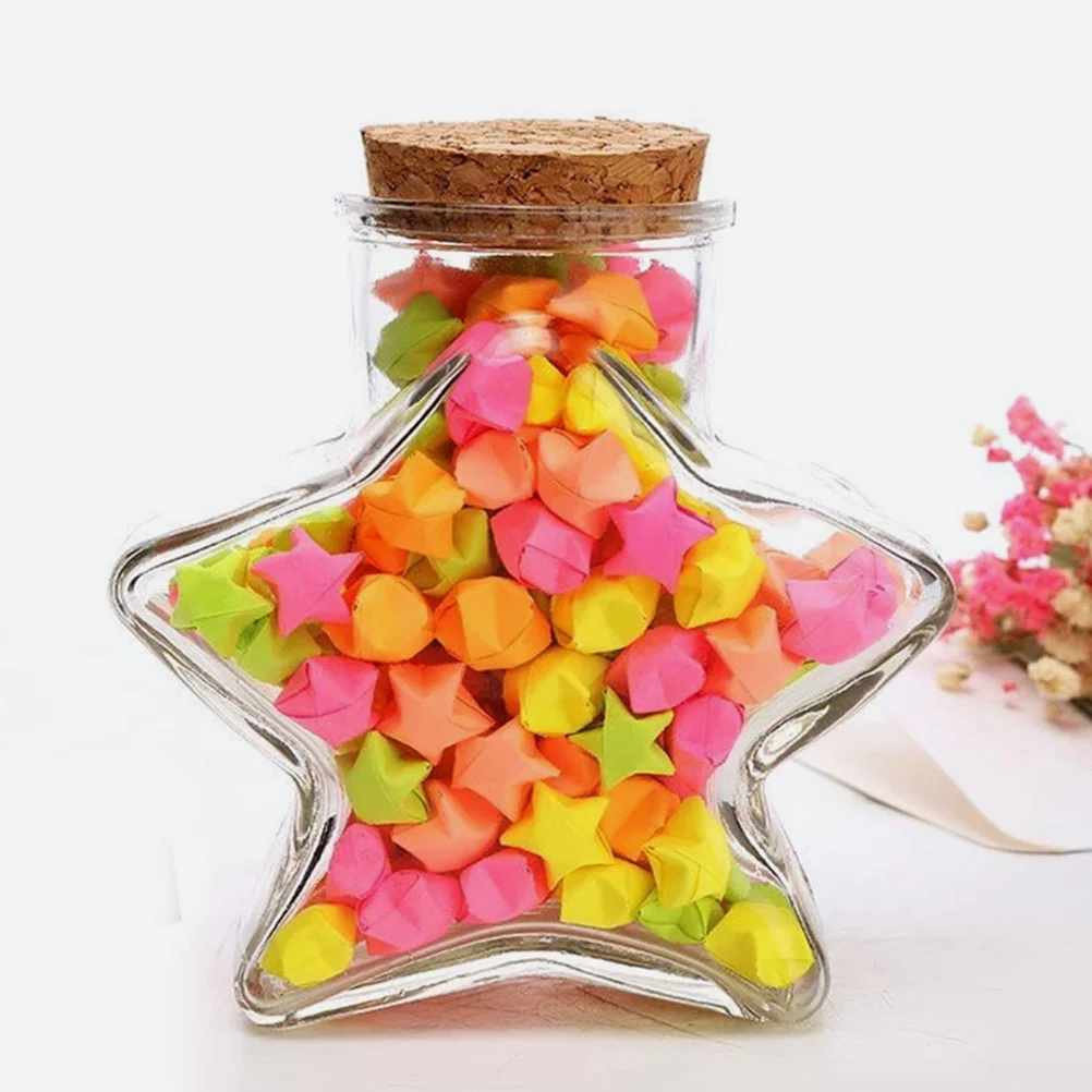 2pcs Craft Storage Jar Transparent Wishing Bottles Star Shape Glass Jars Corked Drift Bottles for Home Outdoor