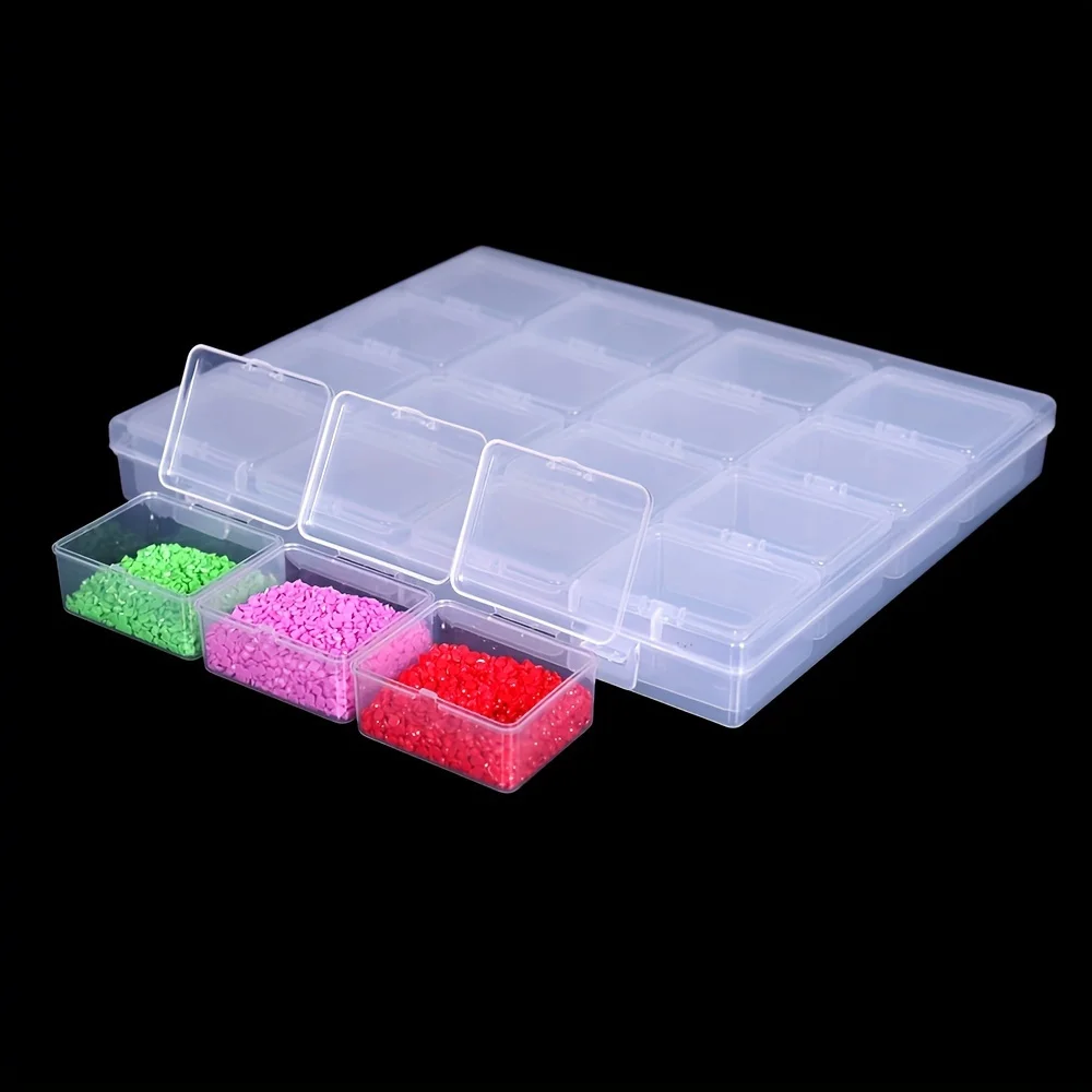 8/16 Grid Large Capacity Diamond Painting Storage Box DIY Bead Jewelry Box Nail Tool Accessories Earring Necklace Box