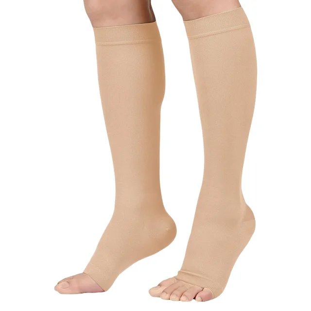 1 Pair 20-30 mmHg Open Toe Calf Compression Stocking for Men Women Calf Sleeve Support for Varicose Veins, Edema, DVT, Pregnancy 5