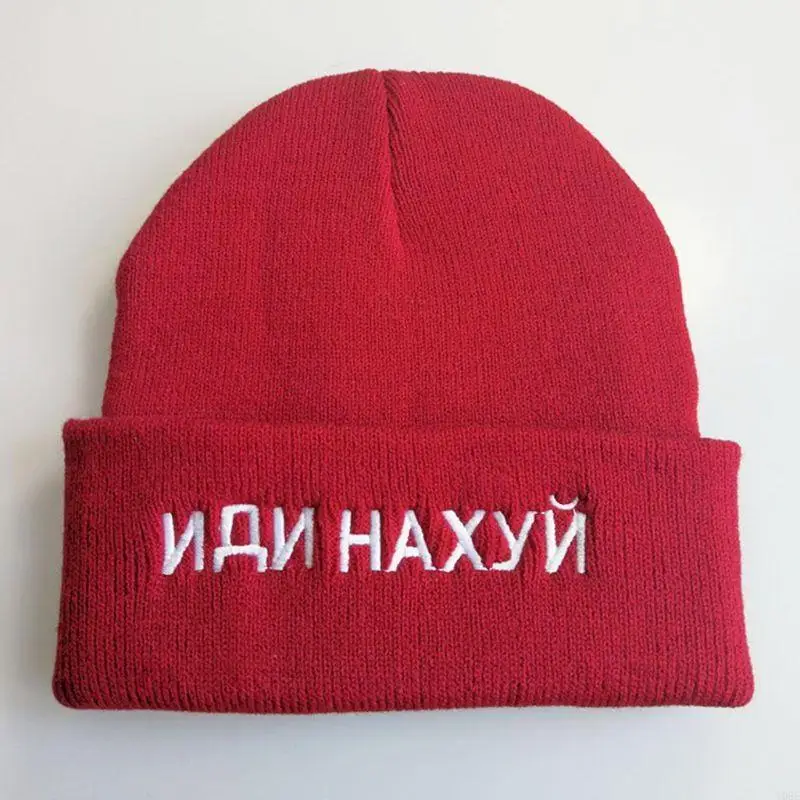 Herbst Winter Männer Frauen Stickerei Skullies Gestrickte Dicke Ski Hip Hop Cap Y08E – Detail 8