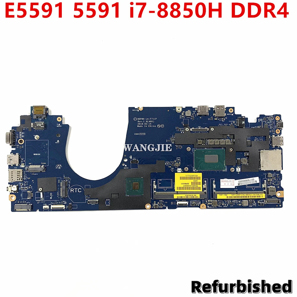 

Refurbished DDP80 LA-F711P For Dell Latitude E5591 5591 i7-8850H Laptop Motherboard CN-0H2V6K 0H2V6K SR3YZ DDR4 Notebook