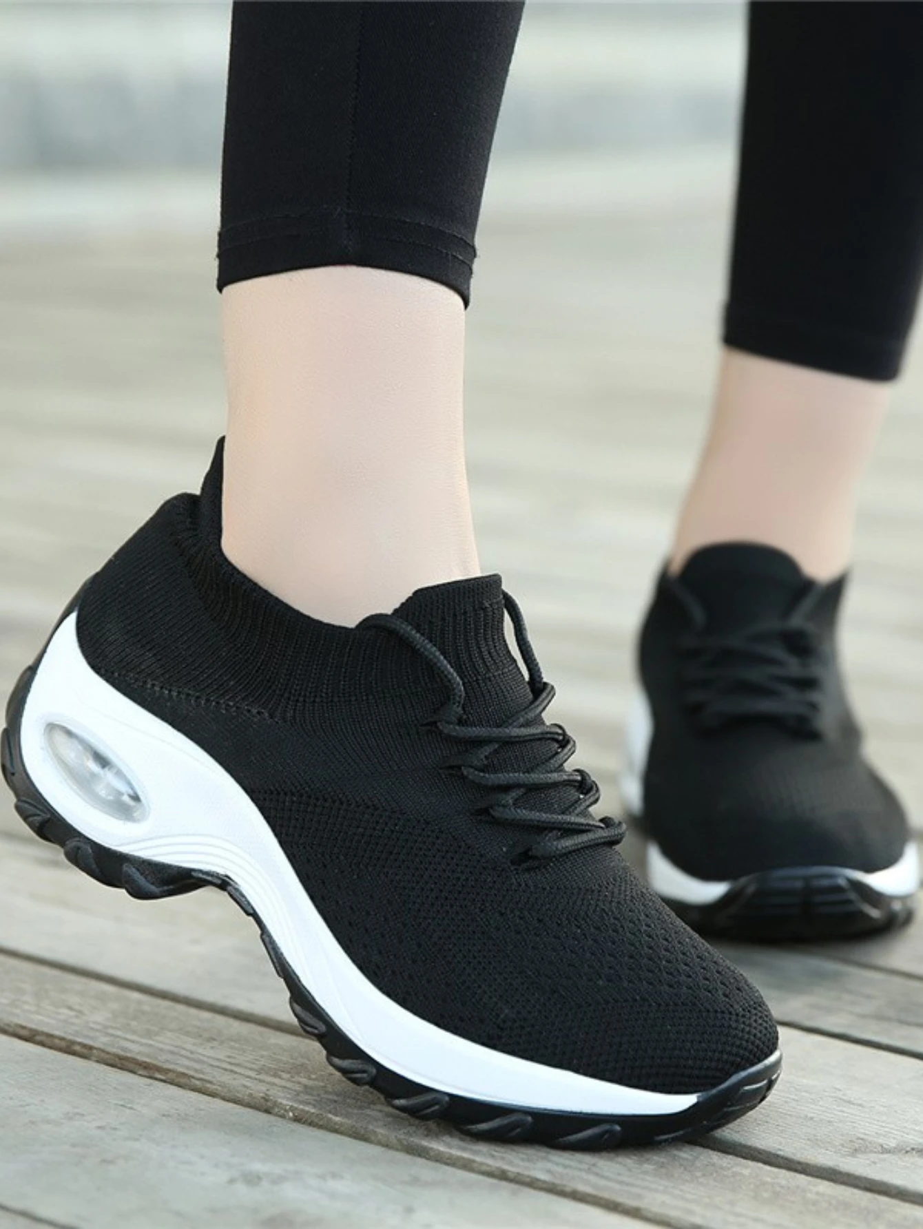 Women's Walking Shoes Lace-on Sock Sneakers Ladies Nursing Work Barefoot Feel Air Cushion Mesh Pink Casual Running Shoes 1862