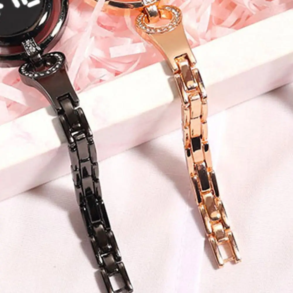 Women Wristwatch Round Dial LED Night Light Touch Screen Accurate Time Display Scratch-resistant Smooth Surface Electronic Watch
