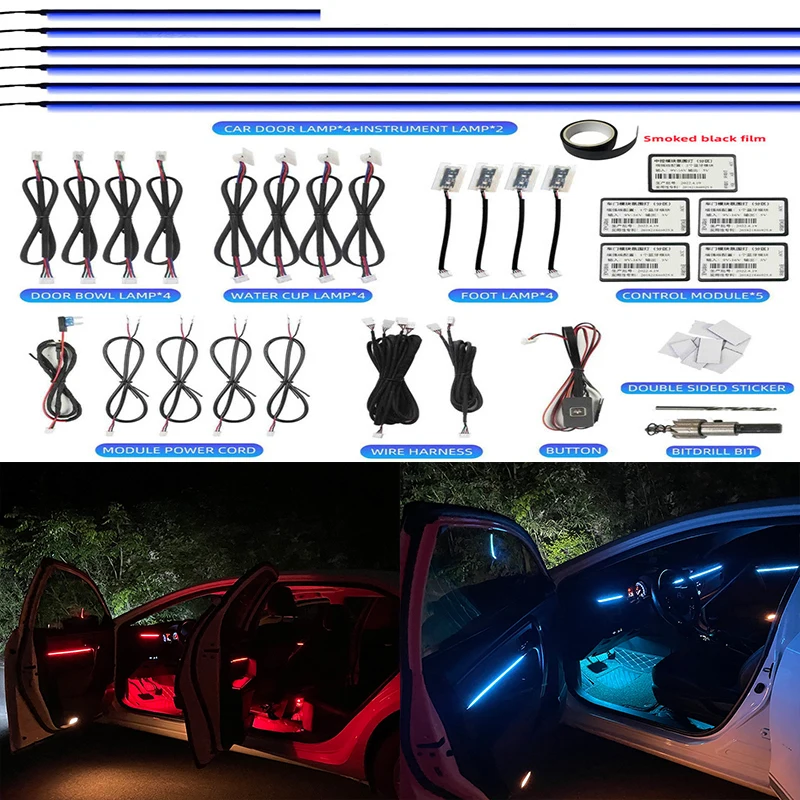 Interior Car Lights Car Accessories Car Led Lights APP Control with Remote  Music Sync Color Change RGB Under Dash Car Lighting with Car Charger 12V 2A  LED Lights for Car (RGB) 