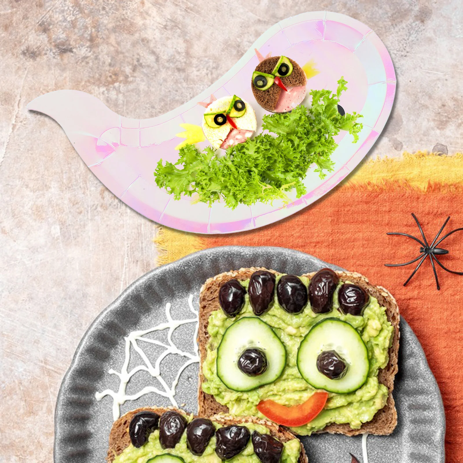 8 Pcs Ghost Plate Household Food Halloween Snack Trays Decor Gathering Cake Paper Plates Shaped