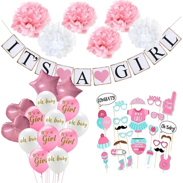 Gender Reveal Kitgender Reveal Party Kit - Baby Shower Decorations With  Banner, Balloons, Cake Topper
