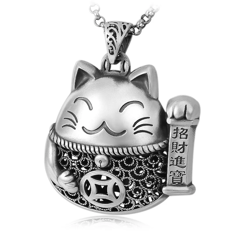 2023 Vintage Fashion Personality Lucky Cat Necklace Unisex Long Sweater Chain Banquet Jewelry Accessories Gift
