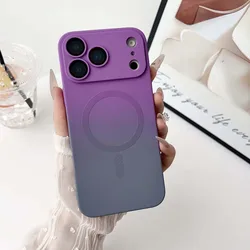 Vibrant Gradient MagSafe Compatible Wireless Charging Silicone Case - iPhone 15 Pro (Purple Gray)