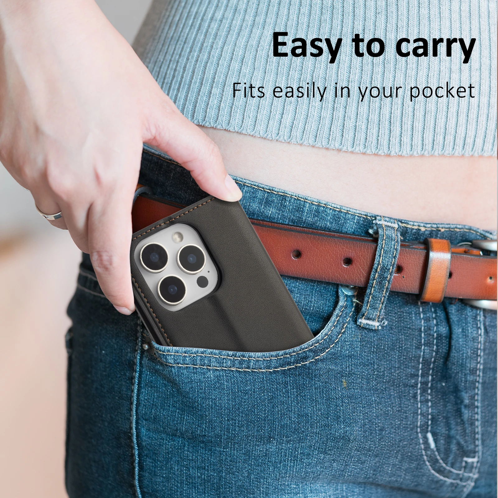Elegant Faux Leather Flip Wallet Phone Case with Card Slot – Simple & Stylish Protective Cover