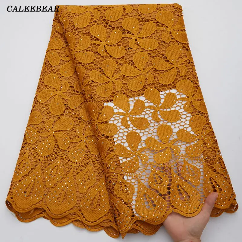 

Popular Design Nigerian Guipure Cord Lace French Wedding Party Dress African High Quality Water Soluble Lace Fabric S2795