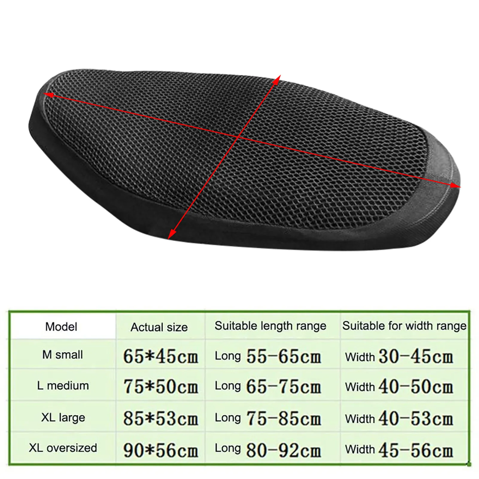 Motorcycle Seat Cover Black Anti-Slip Scooter Moped Seat Cover Waterproof Breathable Net Cushion Saddle Protector