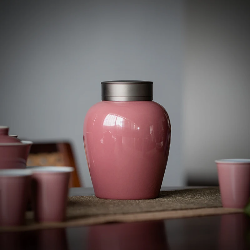 European-style Light Powder Enamel Sealed Cans Alloy Cover Ceramic Storage Tea Household Candy Food Containers