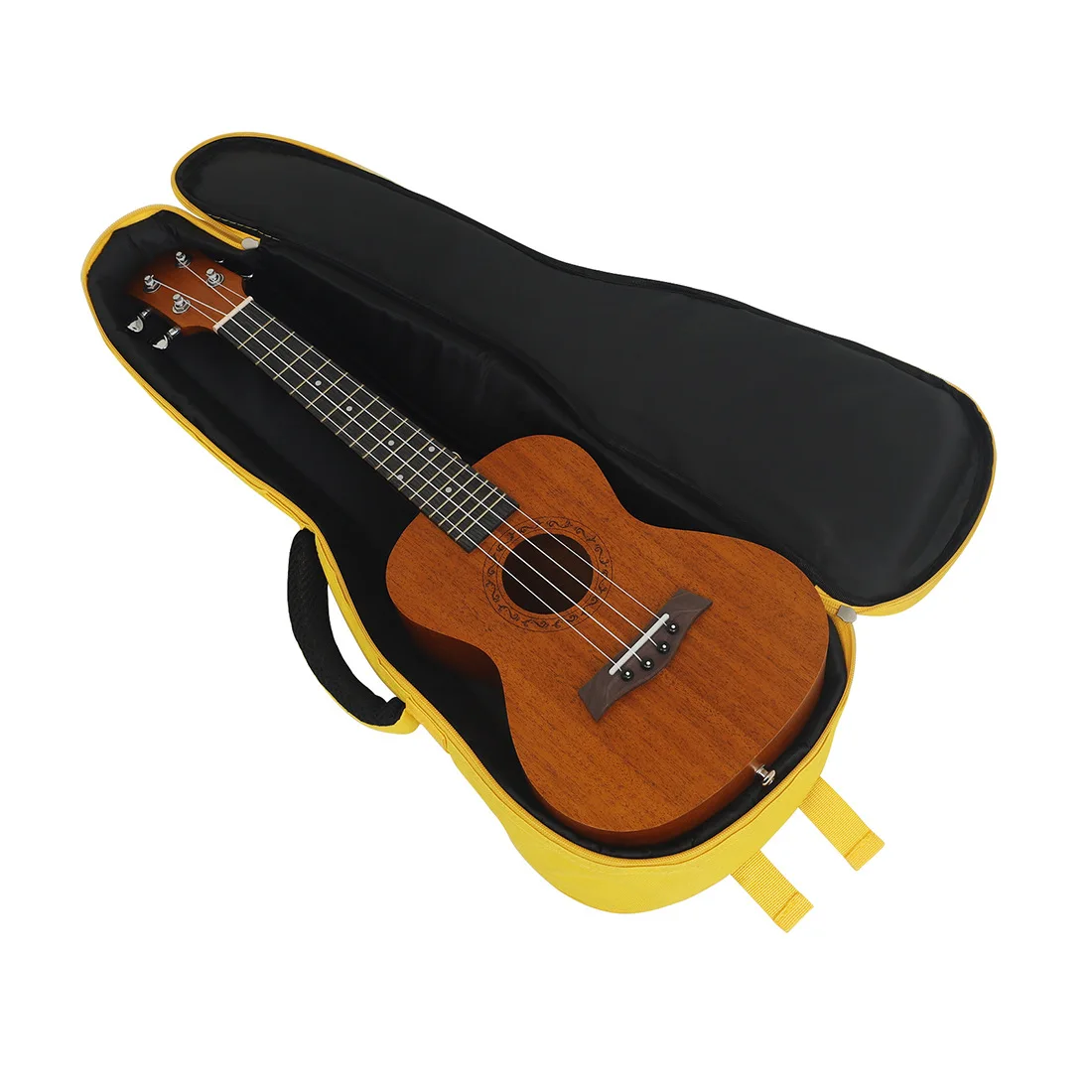 23 Inch Ukulele Gig Bag Case Black Portable Cotton Soft Ukelele Concert Bag Waterproof Shoulder Belt Backpack