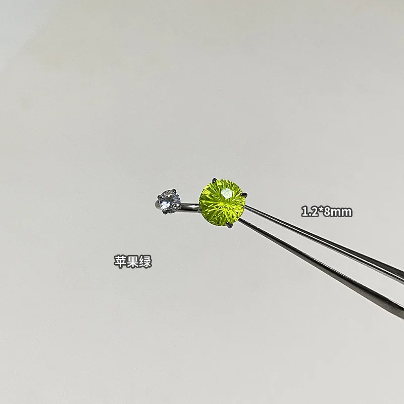 5pcs/bag 8x8mm High Quality Round Apple Green Smokey Cut Cubic Zirconia for Jewellery Making and DIY Accessories