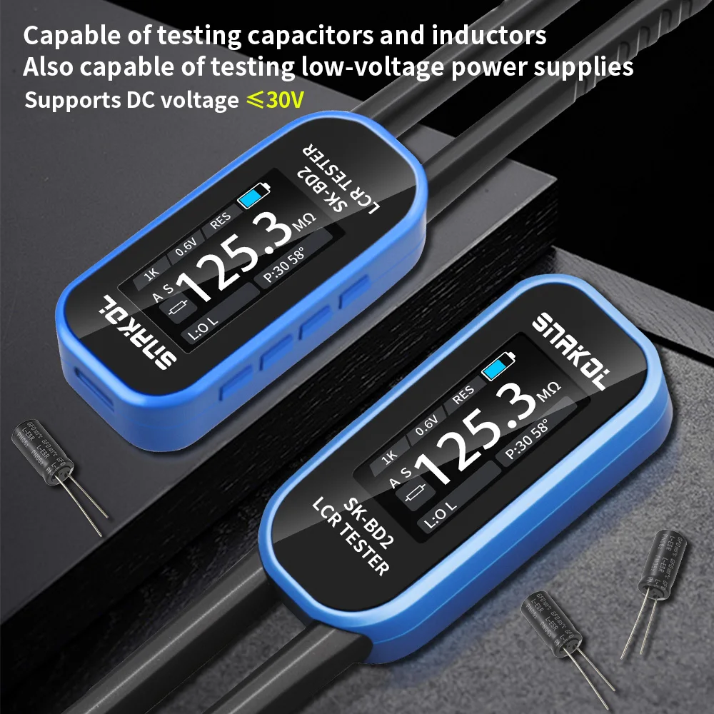 SNAKOL SK-BD2 Mini Digital Bridge Smart Tweezer LCR SMD ESR Tester Resistance Capacitance Inductance Continuity Diode Test Tool