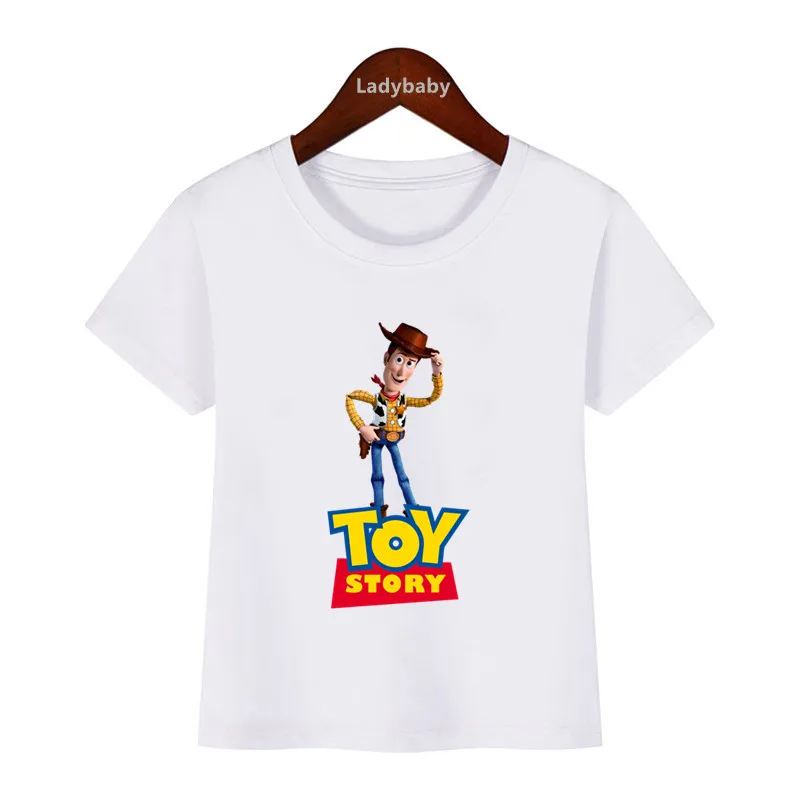 Disney-T-shirt imprimé Toy Story Buzz Lightyear Woody pour enfants, vêtements de dessin animé pour filles, vêtements pour bébés garçons, HKP5318