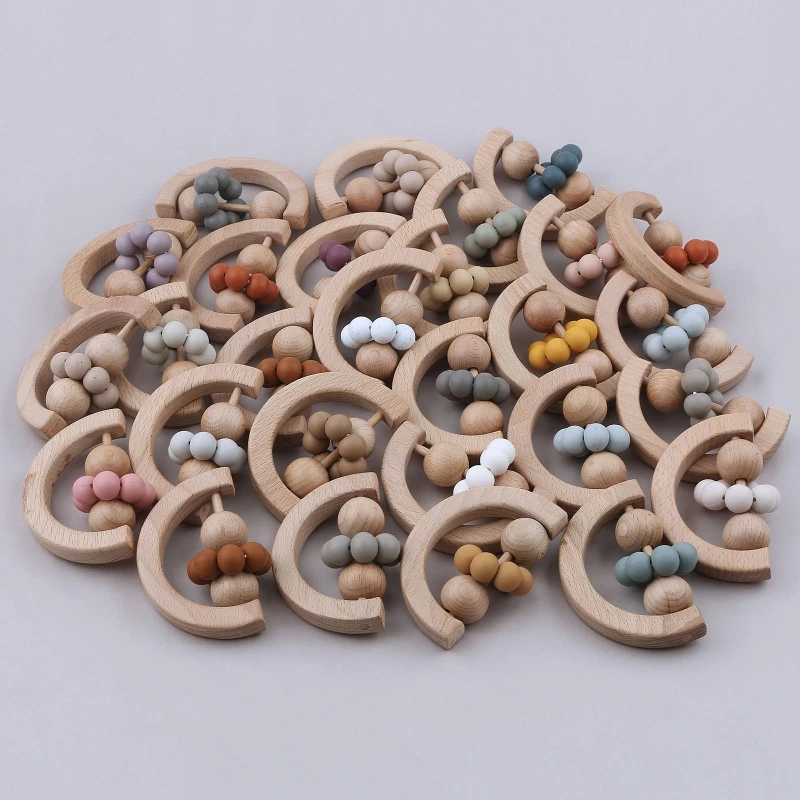 Infant Handhold Shaking Bell Wooden Teething Toy Rattle Educational Baby Music Rattle Crib Toy Newborn 3m+ Grabbing Toys