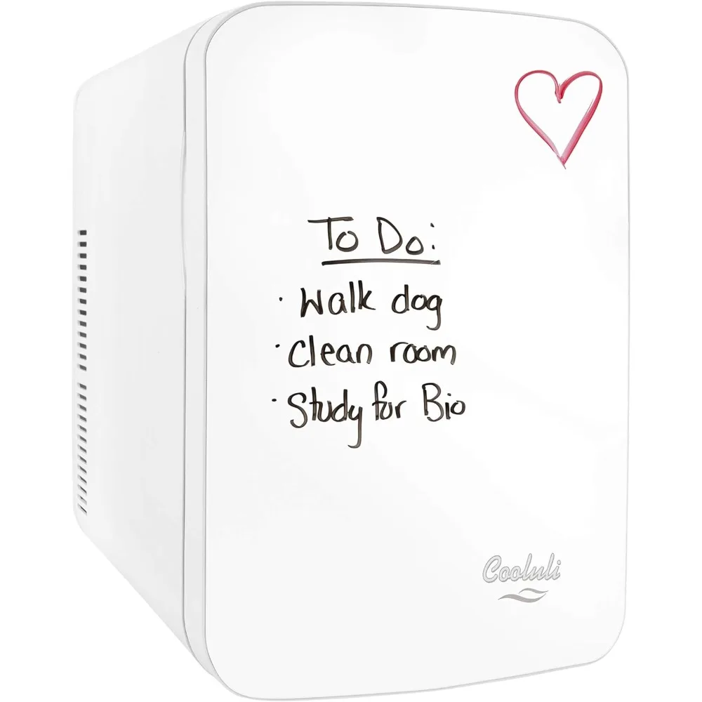 

Cooluli Vibe Mini Fridge for Bedroom - With Cool Front Magnetic Whiteboard - 15L Portable Small Refrigerator for Travel，White