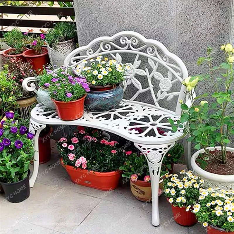 Park chair Love seat Rose pattern yard bench garden Balcony seater cast aluminum Solid leisure chair metal furniture Hot sale