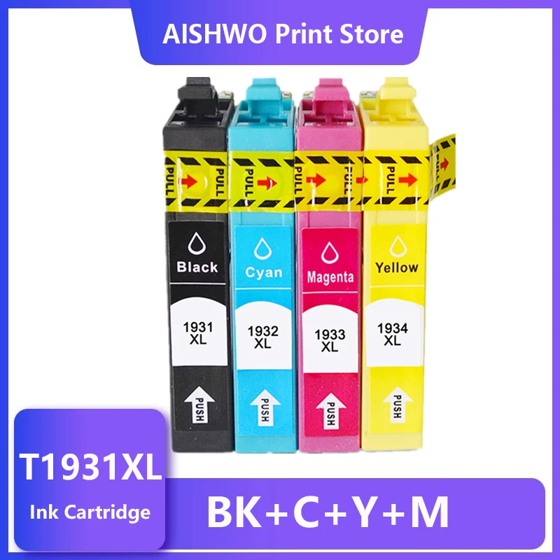 

ASW Compatible Ink cartridges For Epson T1931 T1932 T1933 T1934 Workforce WF-2521 WF-2531NF WF-2541 Inkjet printers