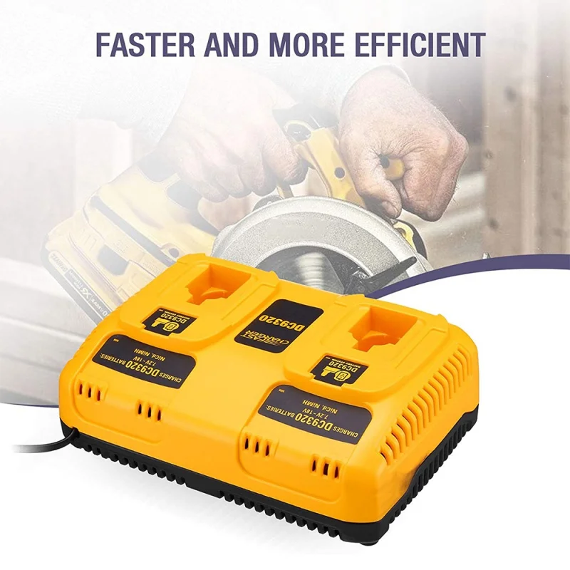 

7.2V-18V Dual Port Battery Charger DC9320, Replacement for 18V 14.4V 12V 9.6V 7.2V NiCd NiMh Pod Style XRP Battery DC9098 DC9099