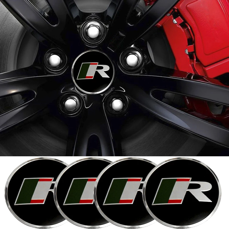 56Mm R Logo Car Wheel Center Emblem Stickers Decorazione Del Mozzo Per Jaguar Xf Xj-S Xj-6 X-Type Xe S-Type F-Pace F-Type S Tipo Xk8