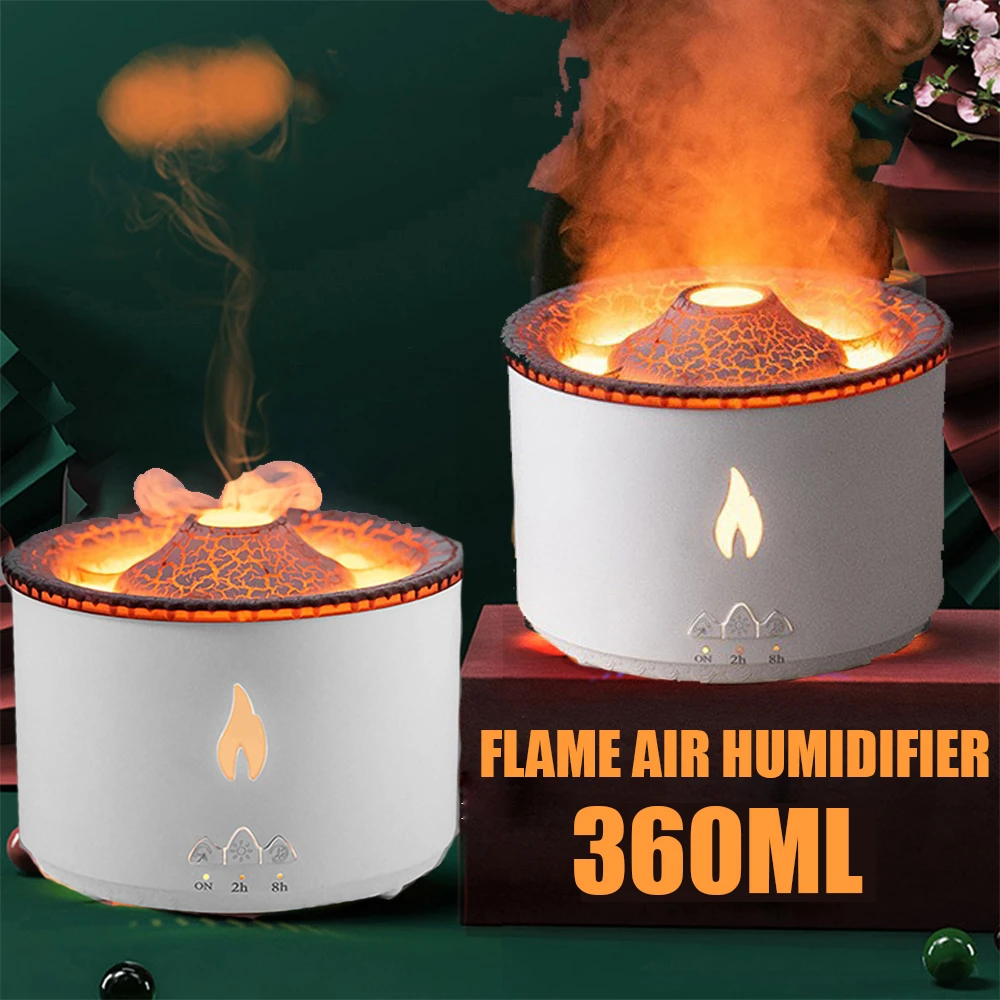 Volcanic Humidifier 360ml Flame Aroma Diffuser Ultrasonic Essential Oil