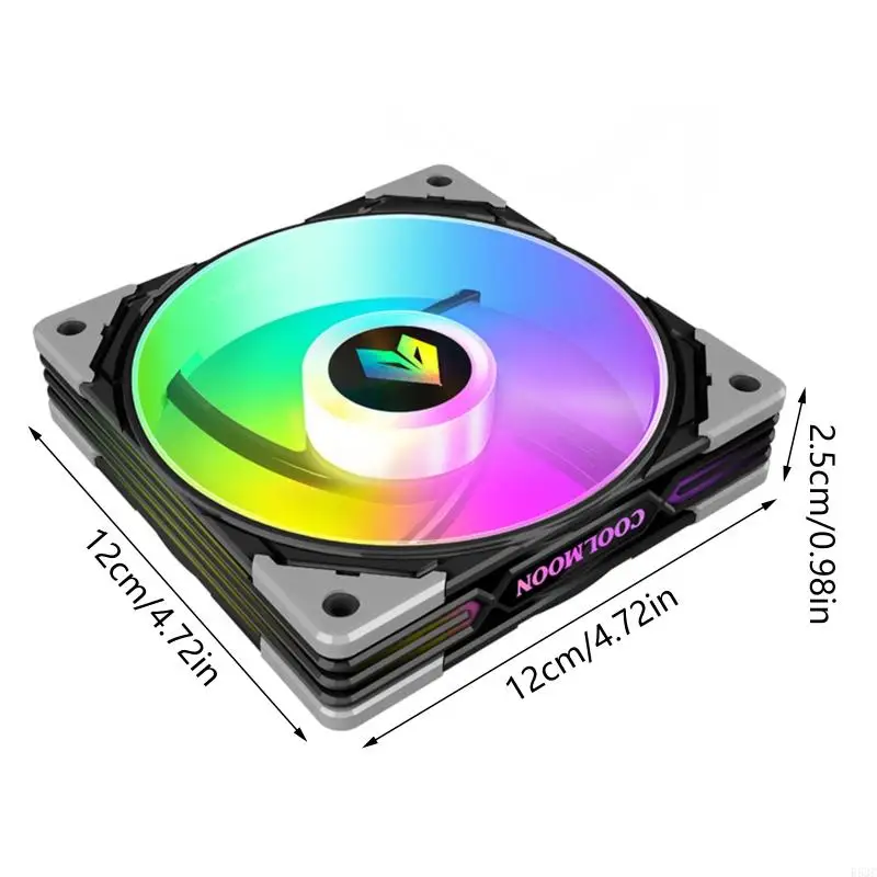 Computer PC Fan Adjustable ARGB Cooling Fan 120mm Control Computer Cooling ARGB for Case Fans 4Pin PWM 5V 3Pin AR