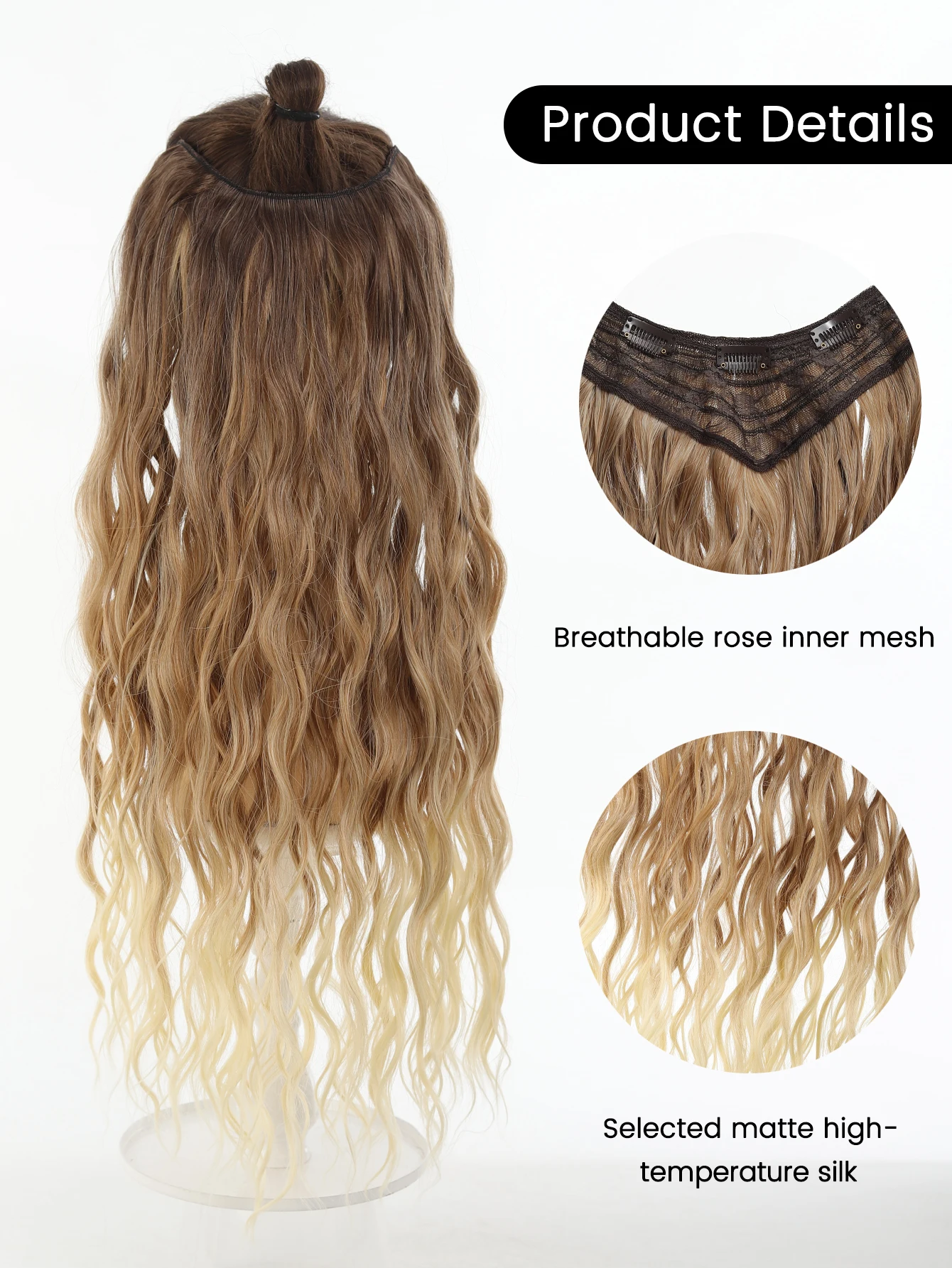 Synthetic Hairpiece Water Wave Clip In Hair Extensions