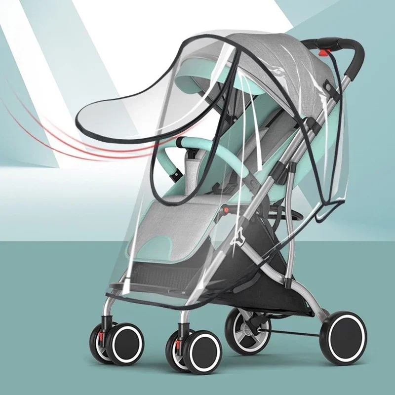 Universal Waterproof Pram Rain Cover stroller rain cover Baby Stroller Accessories Transparent Wind Dust Shield Zipper Open For Pushchairs Raincoat