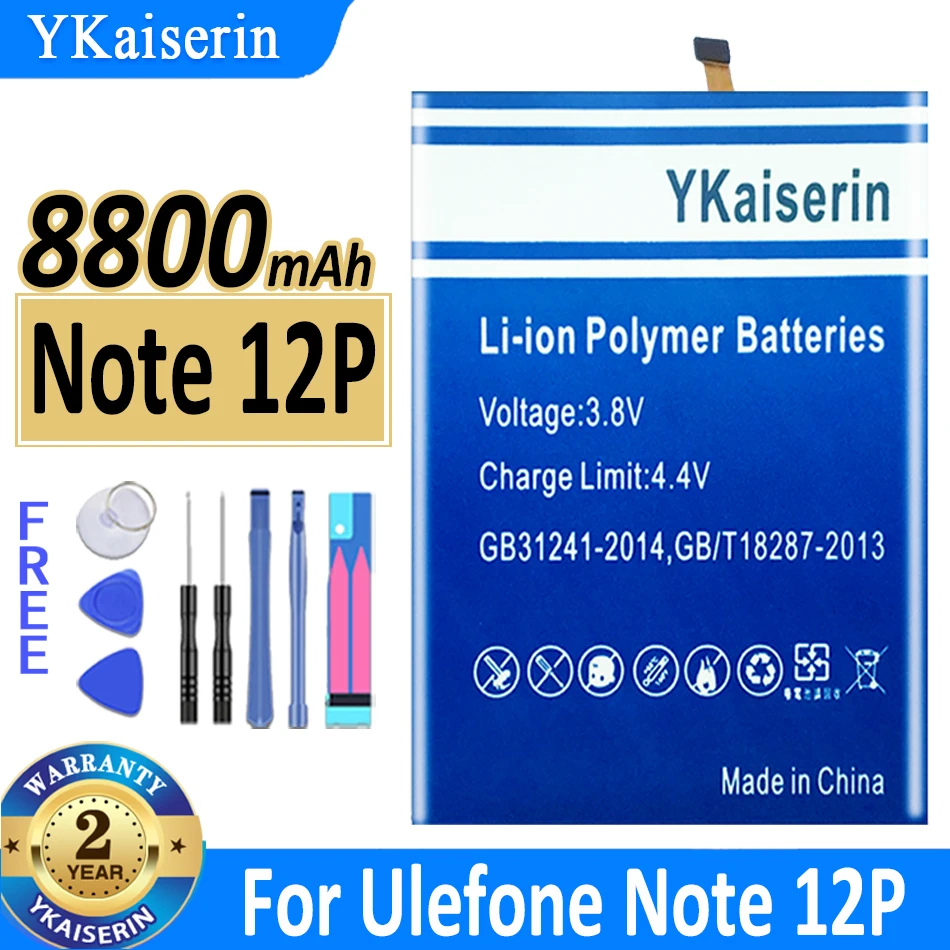 

YKaiserin Note 12P 13P 5900mAh - 8800mAh Battery for Ulefone Note12P Note13P Batteries Battery