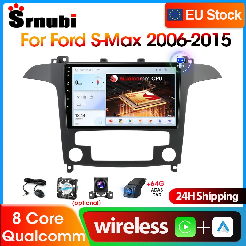 Srnubi 2Din Android Auto Radio Für Ford S-MAX 2007-2015 Multimidia Video Player Auto Stereo Carplay Android Auto dvd Kopf Einheit