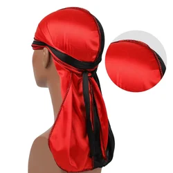 Unisex New Two Color Silk Satin Hijab Cap Long Tail Braid Pirate Hat Elastic Baotou Hat Chemotherapy Hat  Sport Cyclist Cycling