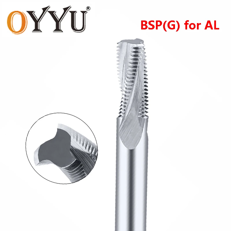 

OYYU Inch BSP(G) Thread Milling Cutter for Aluminum Full Tooth Tungsten Carbide Steel Router Bit CNC Tools 1/8" x 28 Machine