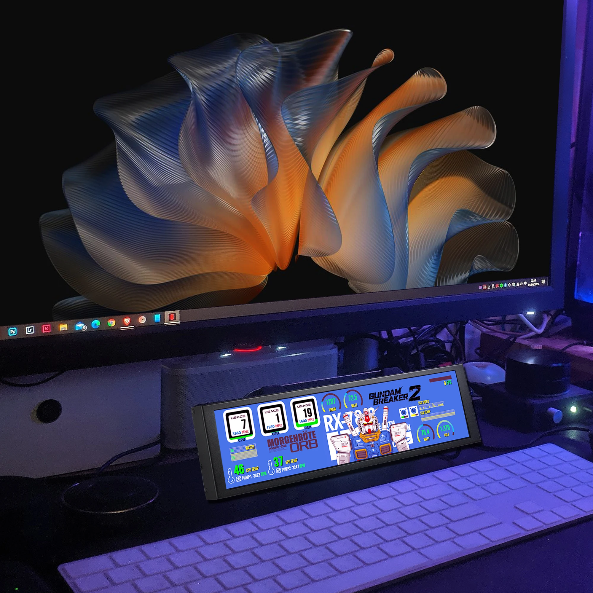 Wisecoco-monitor Portátil para Computador pc Hdmi Laptop Display 1920x480 Ips Tela Secundária Raspberry pi Aida64 7.84 8.8 - Imagem 4