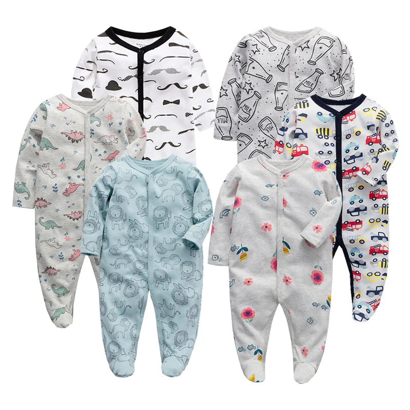 6 pieces Baby Girl Clothes New 0-12Months Born Baby Boy Clothes Long Sleeve Autumn Footie Jumpsuits Romper Outfits Baby Clothing