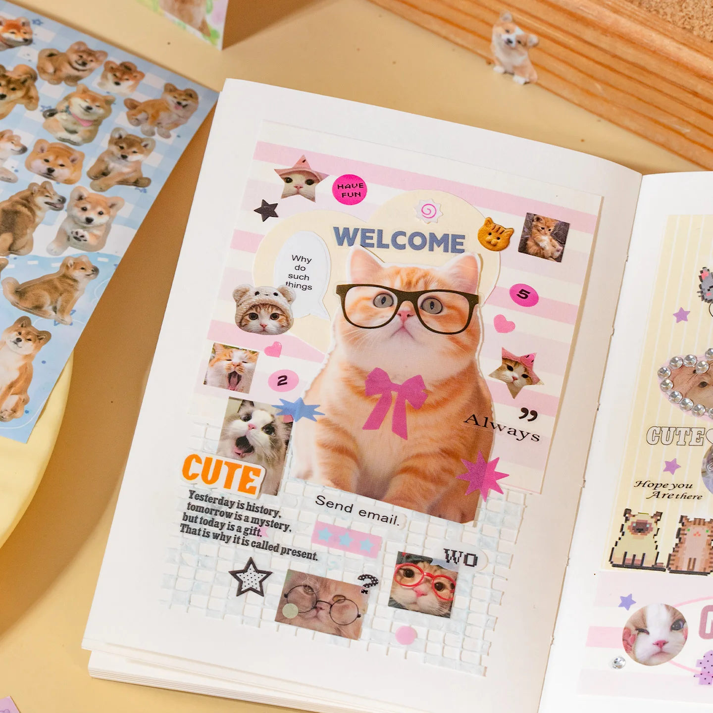 미스터 페이퍼 2스타일 컷토사이즈 스티커북 귀여운 고양이 강아지 편지 테마 DIY 저널 스크랩북 노트북 폰케이스 다이어리 장면 스티커