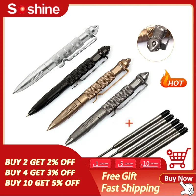 

1-2pcs Multifunctional Mini Pocket Anti-skid Signature Tactical defensa personal Pen Outdoor Sports Camping Self-defense Supplie