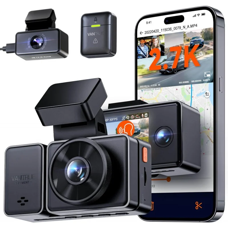 

Vantrue E3 3 Channel 2.7K WiFi Front and Rear Inside Dash Cam, 3 Way Triple GPS Dash Camera 1944P 1080P 1080P with STARVIS IR Ni