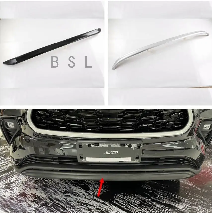 

For Toyota Highlander XU70 2021 2022 ABS Chrome Plated Before The Bar Bumper Cover Shield Trim Molding Lower Grille